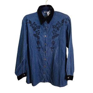 Classic Elements Vintage NWT (Deadstock) Chambray Embroidered Shirt Size M